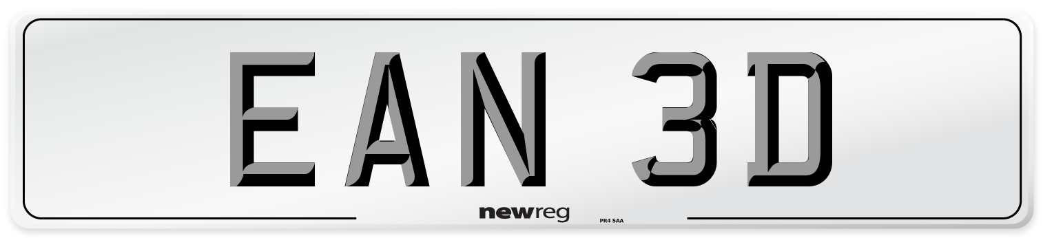 EAN 3D Number Plate from New Reg